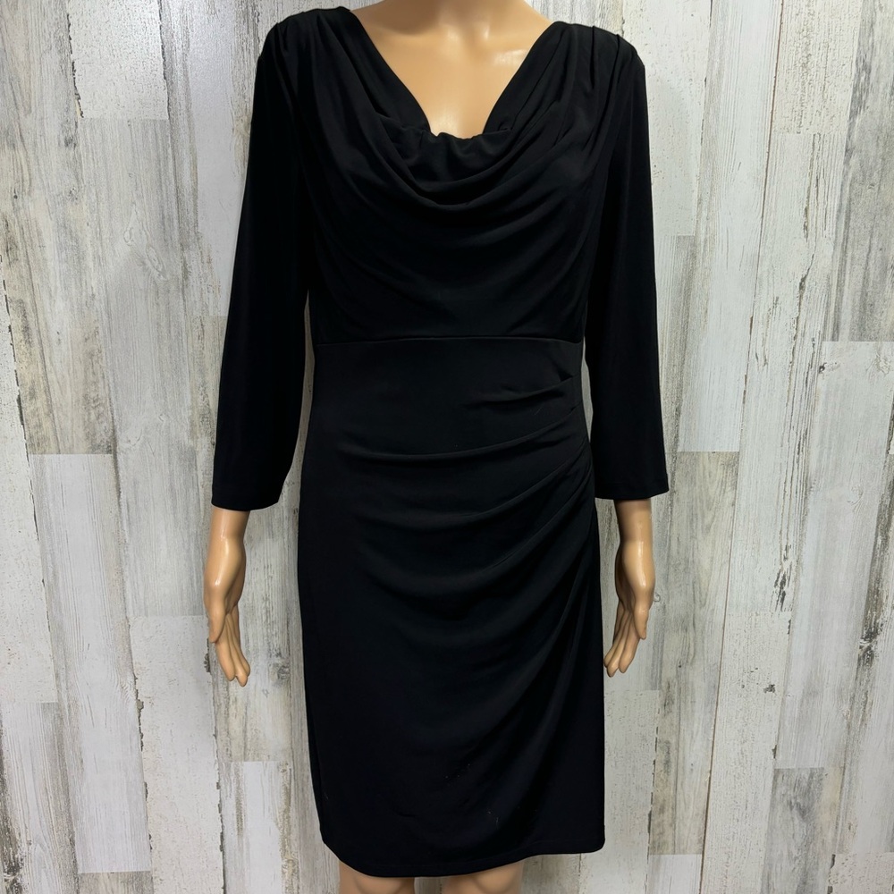 Donna Ricco Cowl Neck Jersey Knit Dress
